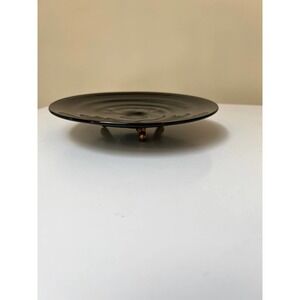 ❗️4/$65❗️VINTAGE black glass dish with 3 gold-painted feet